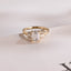 Solid Gold Emerald Cut Moissanite Engagement Ring With Trapezoid, Dainty Cluster Promise Ring