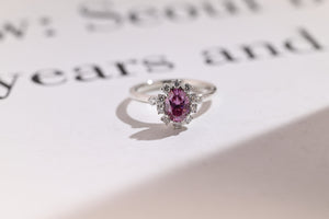 Solid Gold Oval Cut Moissanite Purple Sapphire Engagement Ring
