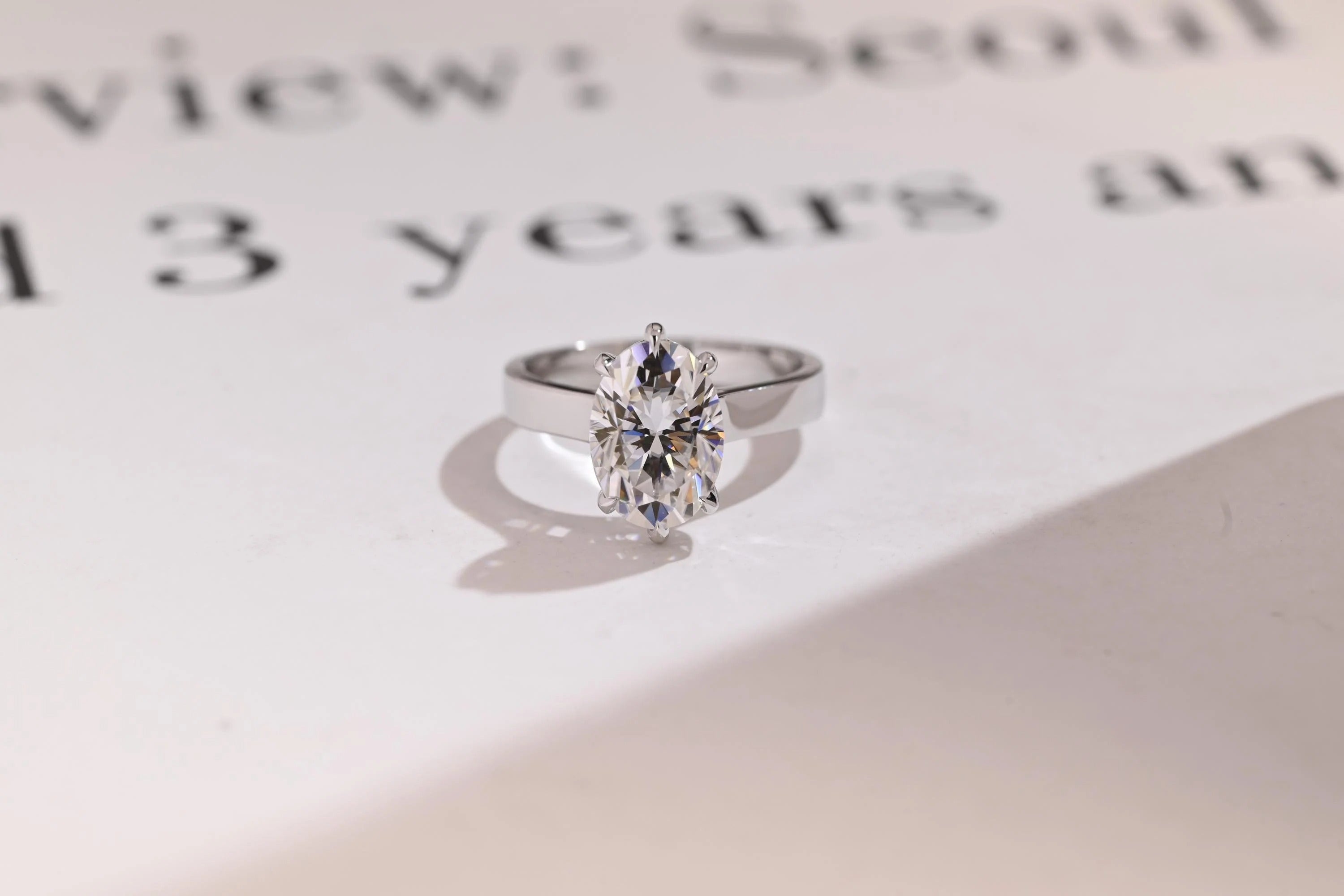 Solid Gold 3mm Band Oval Moissanite Engagement Ring, Promise Ring Main image