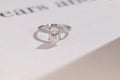 Solid Gold Tulip Flower Pave Pear Moissanite Engagement Ring, Promise Ring