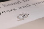 Solid Gold Pear Moissanite Engagement Ring with Accent Stone, Tear Drop Ring