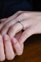 Solid Gold Round Cut Moissanite Engagement Ring, Anniversary for Her