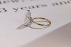 Solid Gold Two Tone Pear Moissanite Engagement Ring, Hidden Halo Promise Ring
