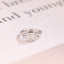 Solid Gold Bezel Emerald Cut Moissanite Engagement Ring, Dainty Cluster Promise Ring