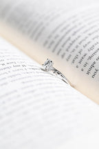 Solid Gold Round Moissanite Engagement Ring, Nature Inspired Proposal Ring