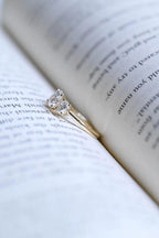 Solid Gold Three Stone Round Cut Moissanite Engagement Ring