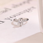 Solid Gold Oval Moissanite Engagement Ring, Half Eternity Promise Ring