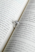 Solid Gold Marquise Moissanite Engagement Ring, Minimalist Bezel Ring