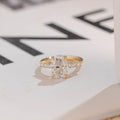 Solid Gold Oval Moissanite Engagement Ring, Half Eternity Promise Ring