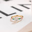 Solid Gold Oval Moissanite Engagement Ring with Ruby & Emerald