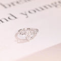 Solid Gold Leaf Ring, Marquise Moissanite Engagement Ring, Proposal Ring