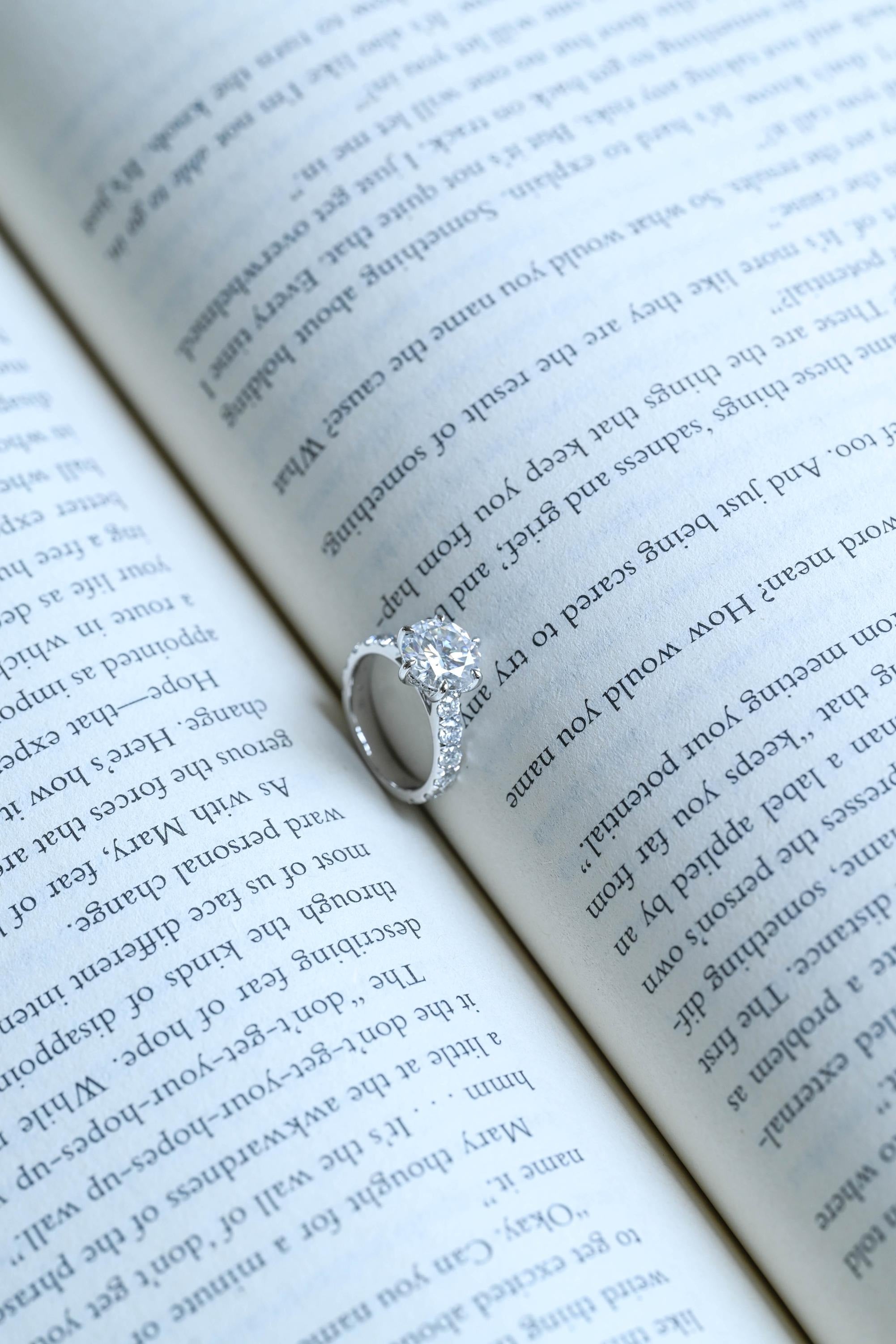 Solid Gold Round Moissanite Engagement Ring, 3.5mm Wide Band Ring