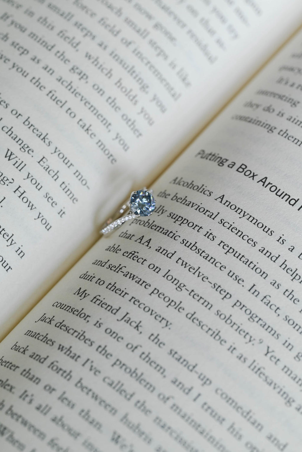 Solid Gold Round Cut Blue Moissanite Engagement Ring, Tulip Floral Bridal Ring