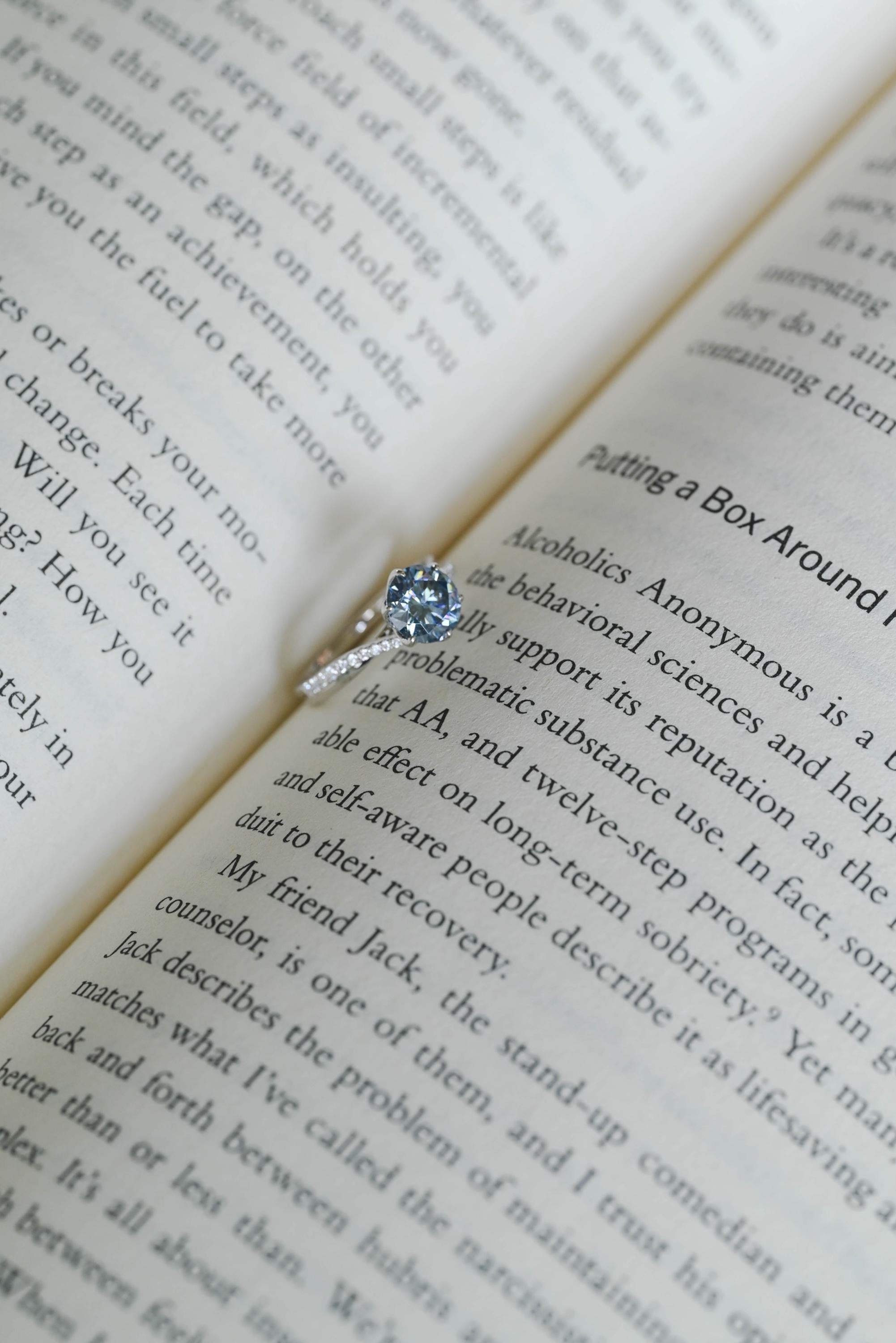 Solid Gold Round Cut Blue Moissanite Engagement Ring, Tulip Floral Bridal Ring