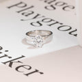 Solid Gold 4mm Band Oval Cut Moissanite Engagement Ring, Promise Ring
