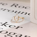 Solid Gold Three Stone Ring, Marquise Moissanite Engagement Ring