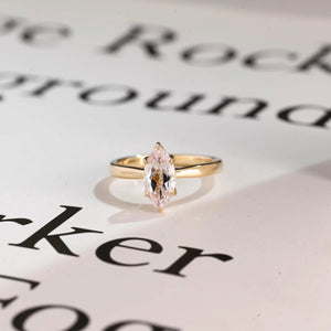 Solid Gold Tulip Floral Marquise Moissanite Engagement Ring