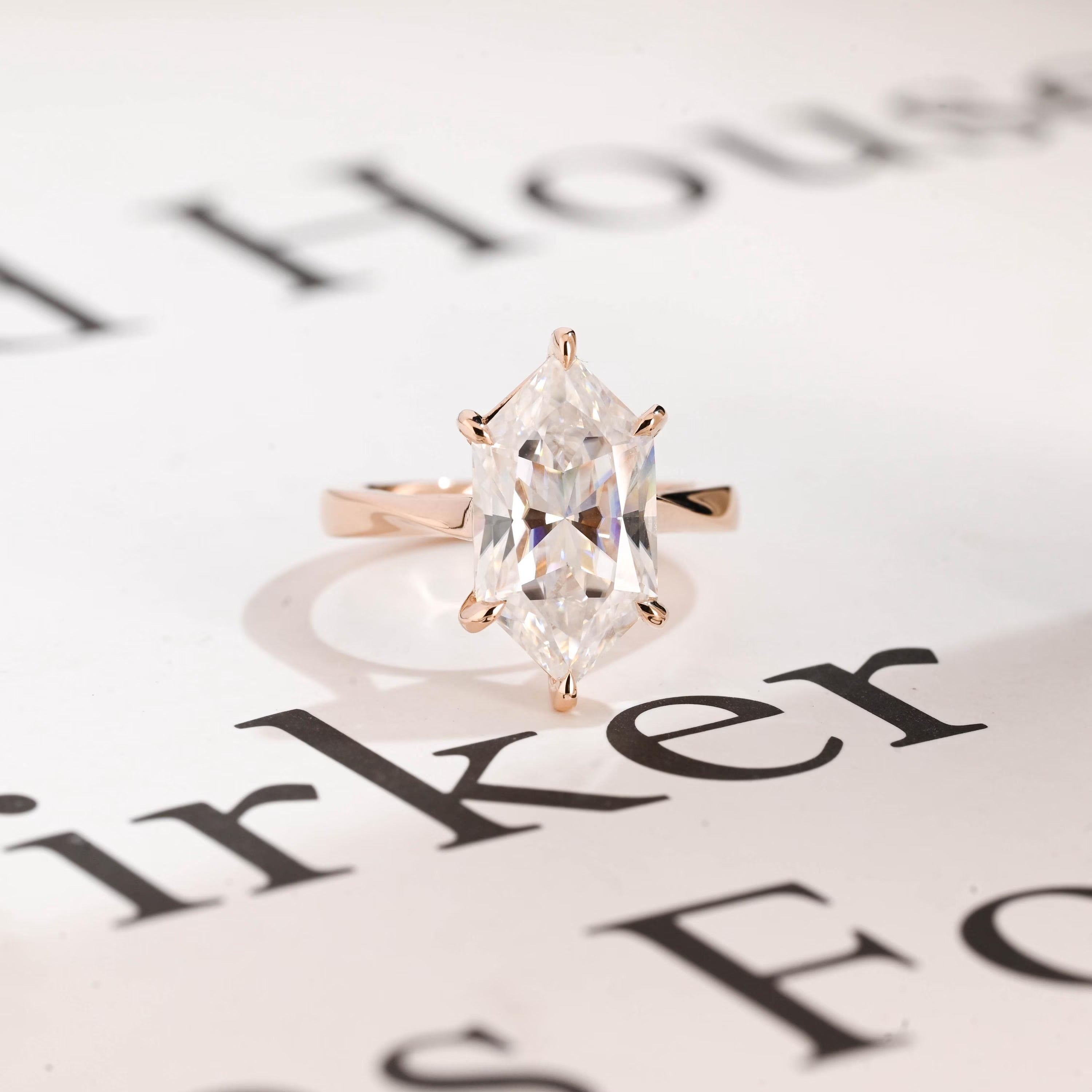 Solid Gold Dutch Marquise Moissanite Ring, Timeless Engagement Ring Main image