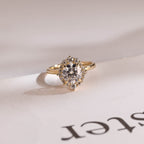 Solid Gold Sunflower Round Moissanite Engagement Ring, Dainty Promise Ring