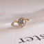 Solid Gold Sunflower Round Moissanite Engagement Ring, Dainty Promise Ring