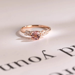 Solid Gold Round Cut Pink Sapphire Engagement Ring, Promise Ring