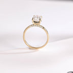 Solid Gold Oval Cut Moissanite Engagement Ring with Black Moissanite Hidden Halo