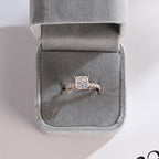 Solid Gold Princess Cut Moissanite Engagement Ring, Anniversary Gift for Her