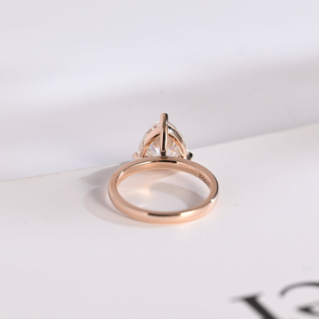 Solid Gold Minimalist Trillion Cut Moissanite Engagement Ring, Proposal Ring