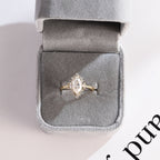 Solid Gold Marquise Cut Halo Moissanite Engagement Ring, Bridal Ring for Women