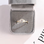 Solid Gold Oval Cut Moissanite Engagement Ring, Vintage Promise Ring