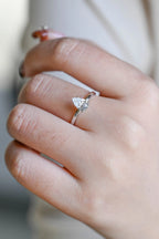 Solid Gold Pear Cut Moissanite Engagement Ring,
