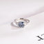 Solid Gold Light Blue Round Cut Moissanite Engagement Ring, Anniversary Gift for Her