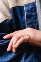 Solid Gold Round Cut Moissanite Engagement Ring, Hammered Ring
