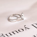 Solid Gold Pear Cut Moissanite Engagement Ring, Half Pave Proposal Ring