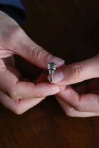Solid Gold Emerald & Baguette Cut Moissanite Engagement Ring, Minimalist Cluster Bezel Ring