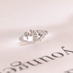 Solid Gold Leaf Ring, Marquise Moissanite Engagement Ring, Proposal Ring
