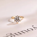 Solid Gold Hidden Halo Round Moissanite Engagement Ring, Anniversary Gift