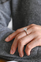 Solid Gold Pear Moissanite Engagement Ring with Accent Stone, Tear Drop Ring