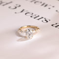 Solid Gold Oval Moissanite Engagement Ring, Hidden Halo Proposal Ring