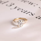 Solid Gold Oval Moissanite Engagement Ring, Hidden Halo Proposal Ring