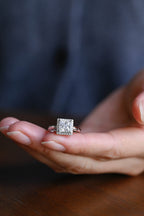 Solid Gold Princess Cut Moissanite Engagement Ring, Promise Ring