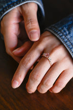 Solid Gold Round Cut Pink Sapphire Engagement Ring, Promise Ring