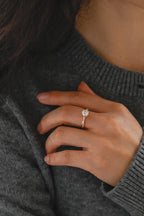 Solid Gold Round Moissanite Engagement Ring, Twisted Band Half Pave Anniversary Ring