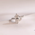 Solid Gold Marquise Cut Moissanite Engagement Ring with Hidden Halo