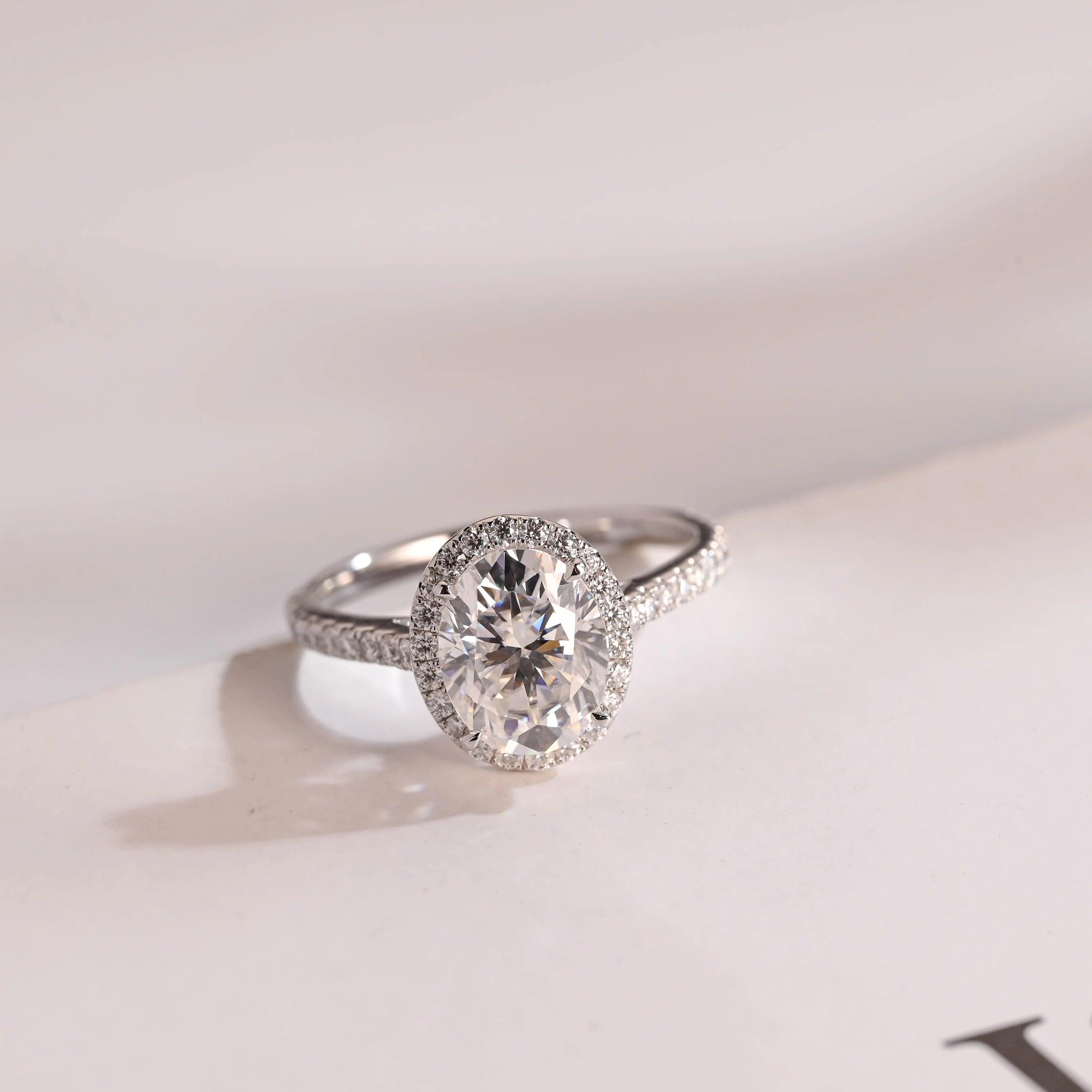 Solid Gold Oval Moissanite Engagement Ring with Ruby & Emerald (Copy) Main image