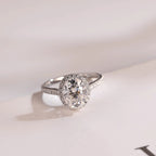 Solid Gold Oval Moissanite Engagement Ring with Ruby & Emerald (Copy)
