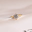 Solid Gold Hidden Halo Round Cut Moissanite Engagement Ring, Solitaire Promise Ring for Her