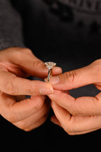 Solid Gold Marquise Moissanite Engagement Ring with Accent Stones