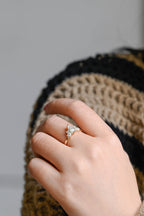 Solid Gold Marquise Moissanite Engagement Ring with Accent Stones