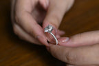 Solid Gold Tulip Flower Pave Pear Moissanite Engagement Ring, Promise Ring